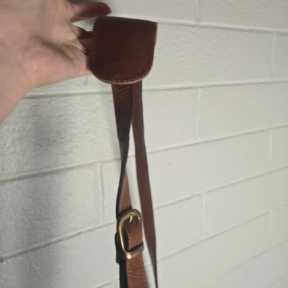 Vtg Overland Messenger Bag Brown Pebbled Leather Medium Crossbody Satchel Bag